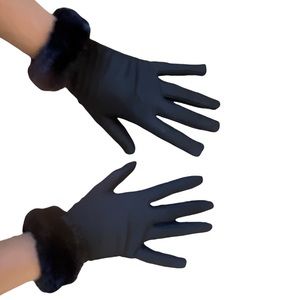 Black fur gloves